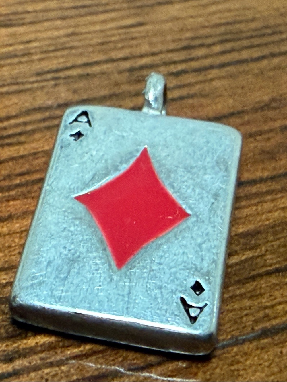 Sterling silver Ace Of Diamonds Card Pendant
